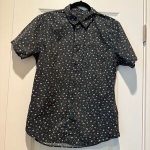 RVCA Men’s Black Floral Short Sleeve Shirt Size Small S/P
